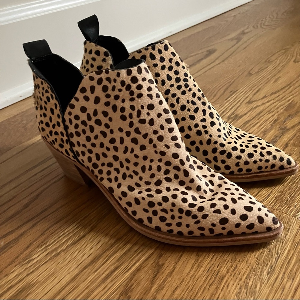 Dolce Vita Sonni Ankle Bootie Cheetah Leopard Print Calf Skin Hair Size 6 - Picture 6 of 9